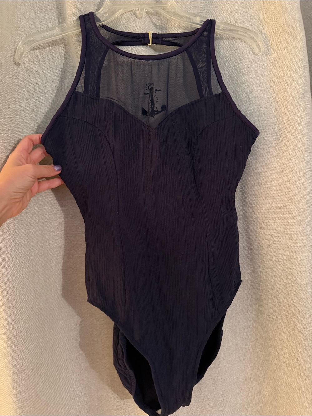 Women’s vintage nautical Navy Mesh One-Piece swim Janeen images 12